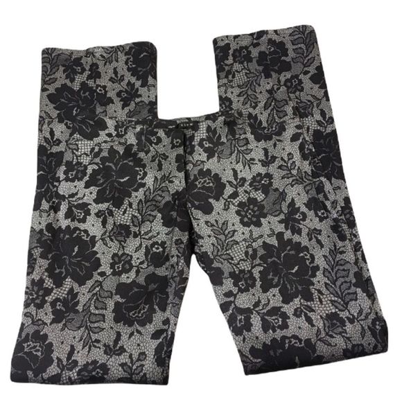 Y2K View Brand Black & Silver Jean Style Floral Pants - Picture 5 of 7
